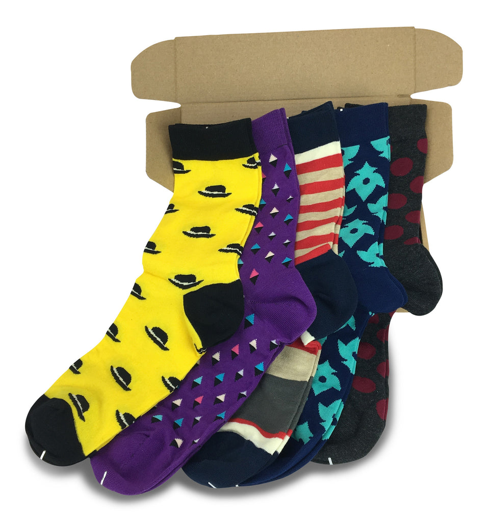 5 Pairs Men's Power Socks - EDM | Modern Motif Sock Company