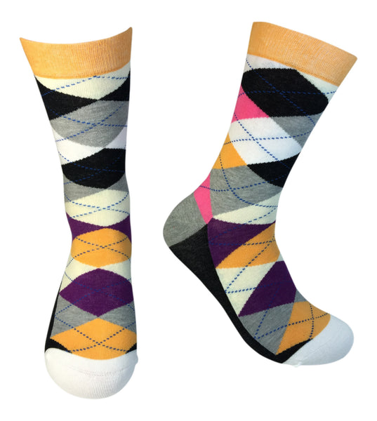 2 Pair Mens Funky Fun Colorful Cotton Socks-Hipster Power Socks-Theme