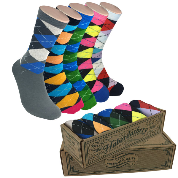 Men Novelty Fashion Dress Socks-5 Pair Fancy Power Sock-Fun Colorful T