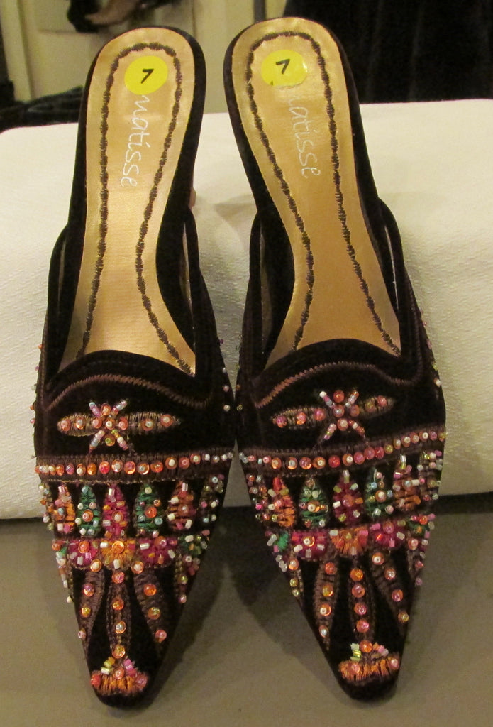 multi colored beaded sandals