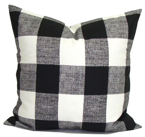 black and white plaid outdoor pillows