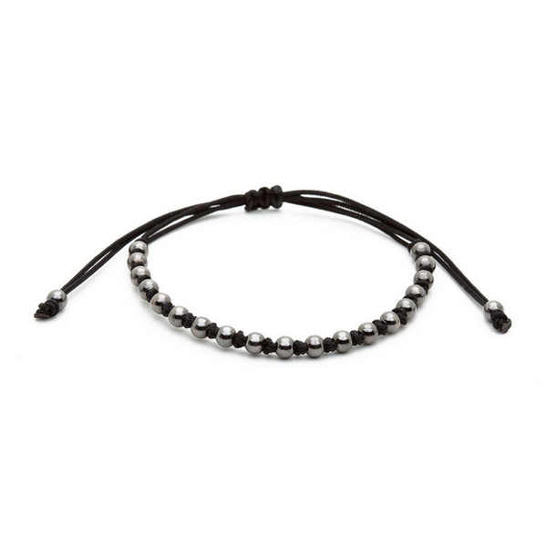 Modalooks-Ruthenium-Plated-4mm-Balls-Waxed-Cord-Macrame-Bracelet-Black