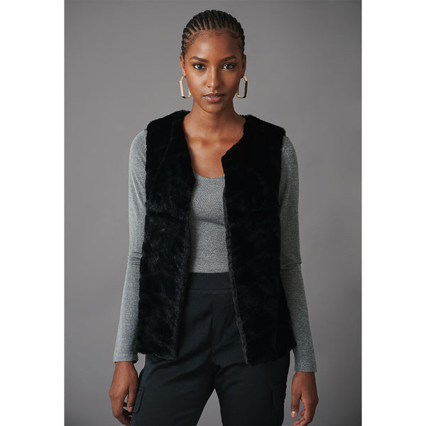 Faux Fur Gilet | Black Panther