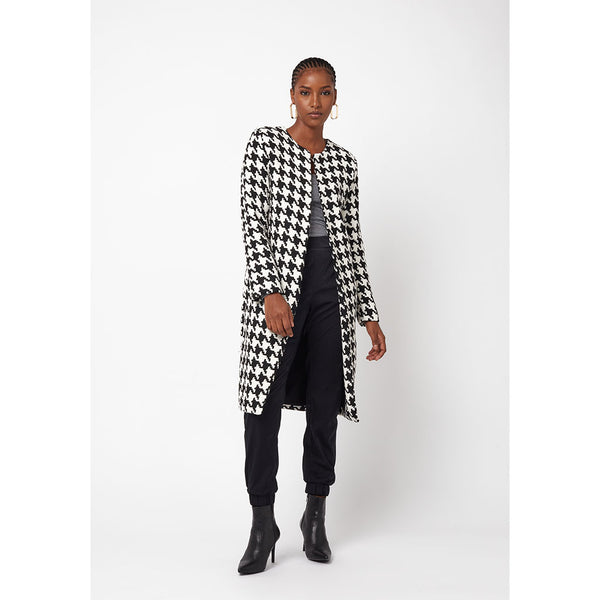 Houndstooth Dress Coat | B&W