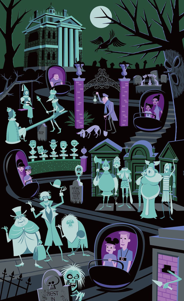 999 Happy Haunts Framed Fine Art Print Shag Josh Agle Disneylands Haunted Mansion 