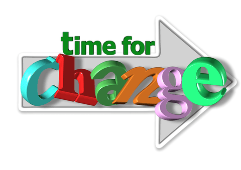 Arrow pointing to the right with the words time to change on and above it