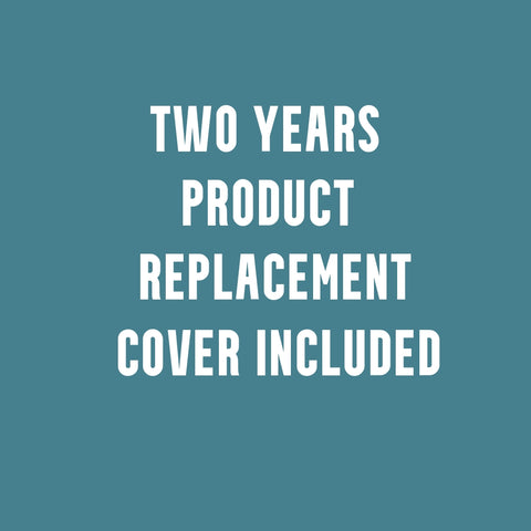 Sign mentioning two years product replacement cover included
