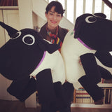 Christina of Red Rufus with two enormous SockSheep made for UCD