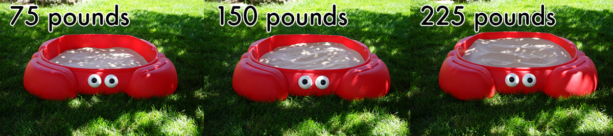 How much a red crab sandbox holds