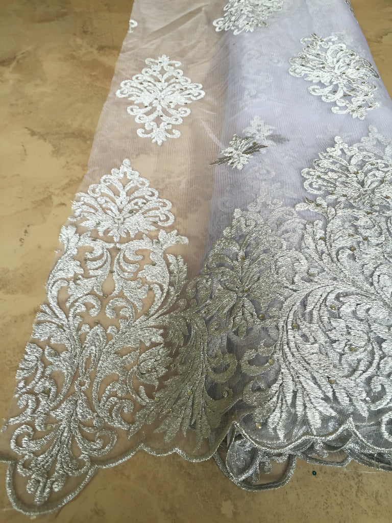 silver lace fabric