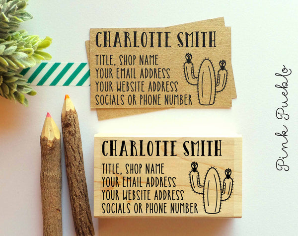 Personalized Cactus Business Card Stamp Custom Business Card Rubber S – PinkPueblo