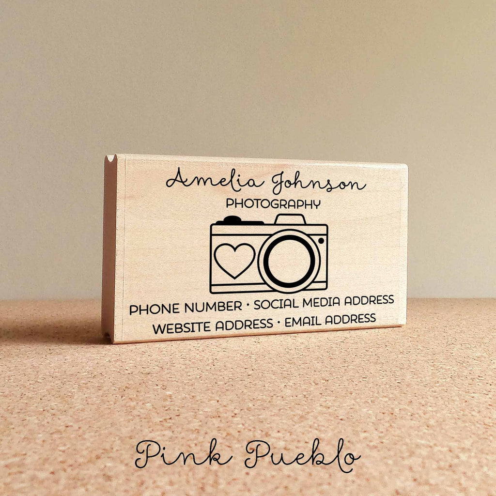 Personalized Photography Business Card Stamp, Camera ...