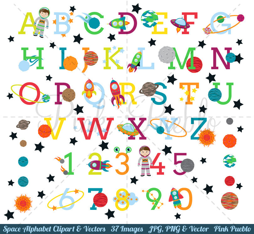 Space Alphabet Clipart & Vectors PinkPueblo