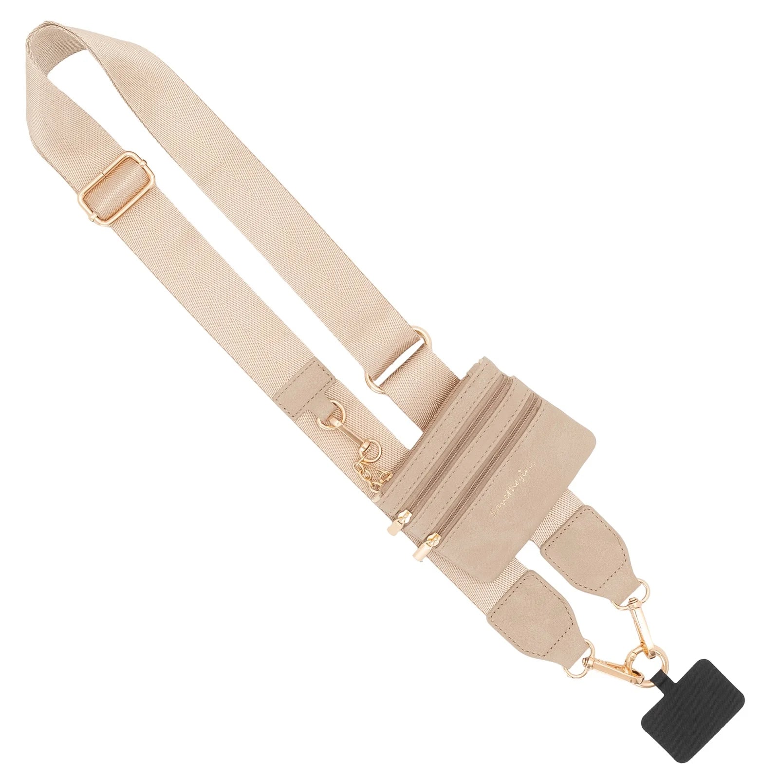 Save The Girls STG CG-1047TP Clip & Go Strap w/Pouch - Neutral Collection, Taupe - Gold Hardware