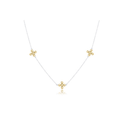 ENEWTON DESIGN ED N15SISSMXMCLSCG 15" CHOKER SIMPLICITY CHAIN STERLING MIXED METAL - CLASSIC BEADED SIGNATURE CROSS GOLD