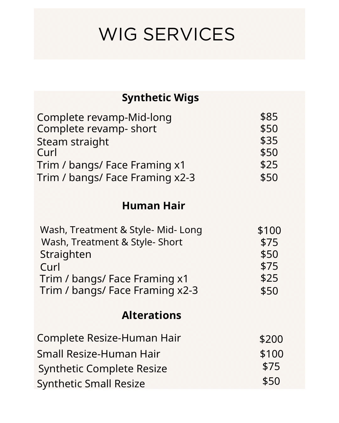 Services page
