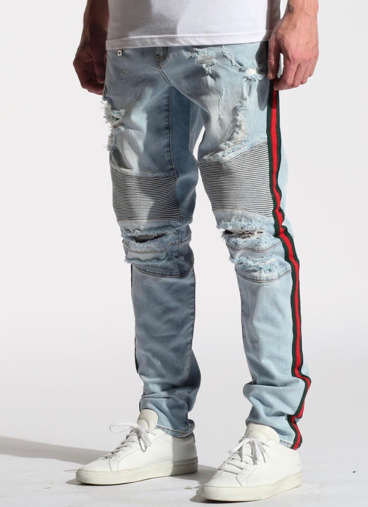 jeans with the stripes on the side