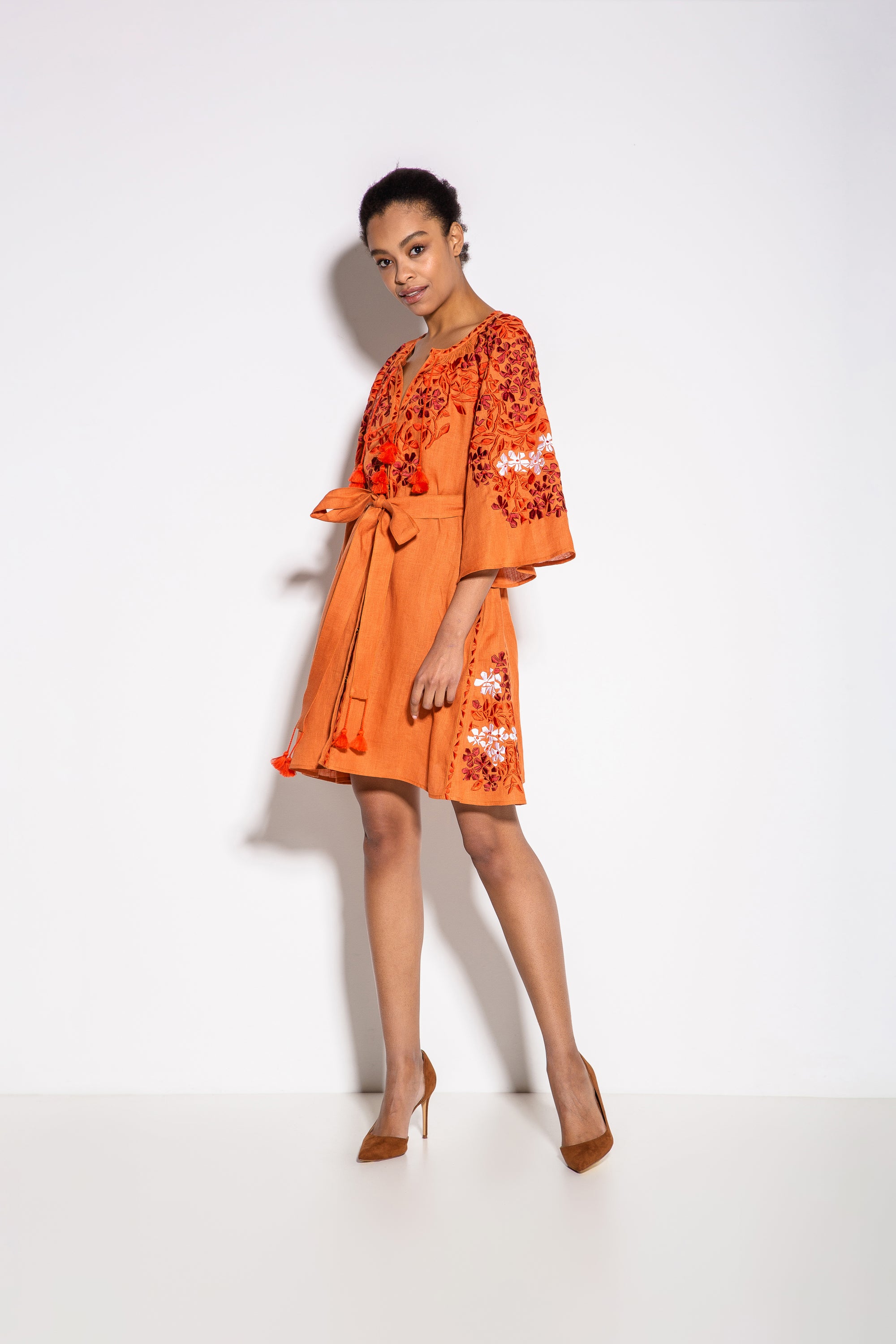 Gaudi Florals Classic Mini Dress in Orange