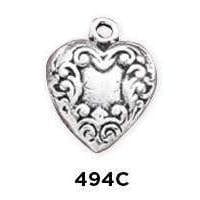 Victorian Etched HeartCharm Sterling Silver - Fine Gifts La Bella Basket Company