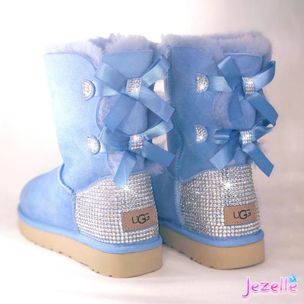 (Whisper Blue) Bling Bailey Bow Uggs - Jezelle.com