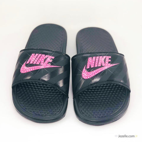 glitter nike slides