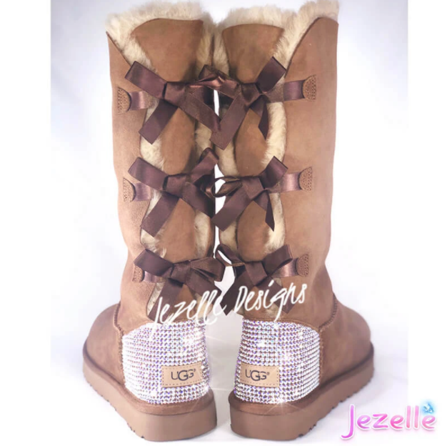 Eenvoud Steen tempel Bling Bailey Bow Tall Uggs® with Ultra-Premium Crystals - Jezelle.com