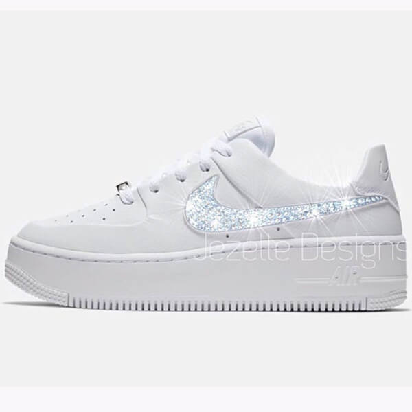 Diligencia Pasto Emperador Bling Nike Air Force 1 Sage Low (All White) - Jezelle.com