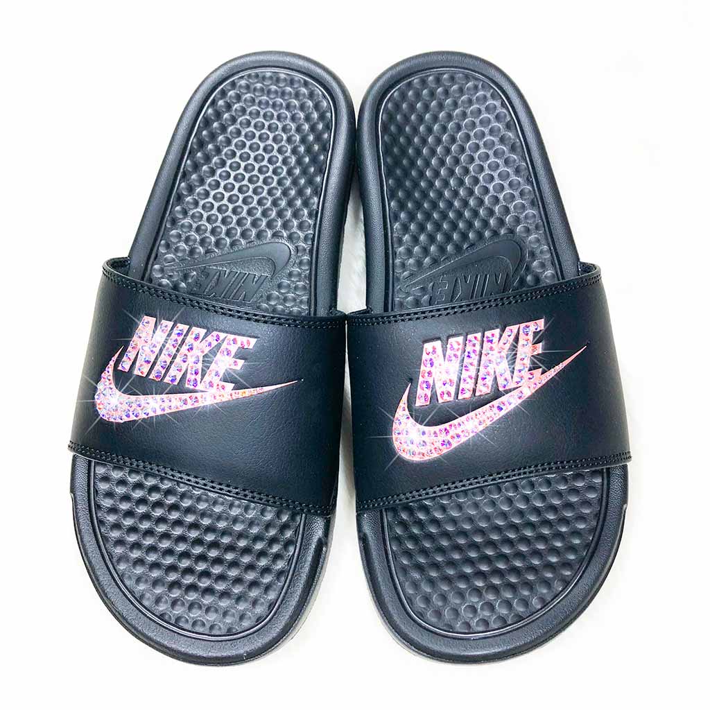 nike slides with gold logo