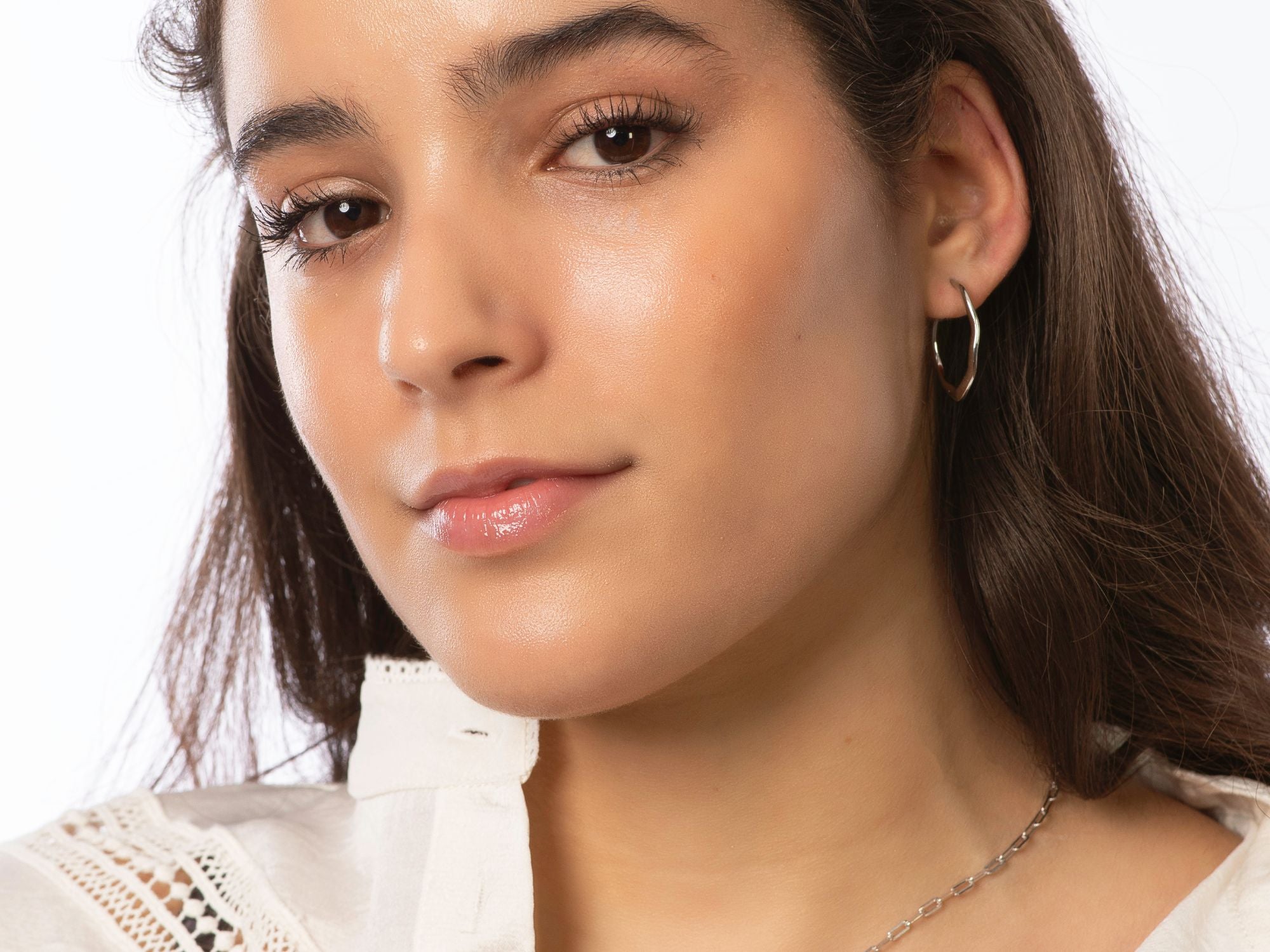 Candella Asymmetric Open Hoop Earrings Silver