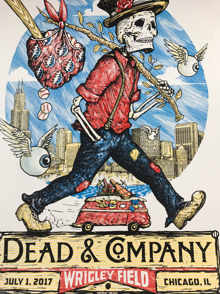 Dead & Company 2017 Zeb Love poster Wrigley Field, Chicago, IL S/N/A