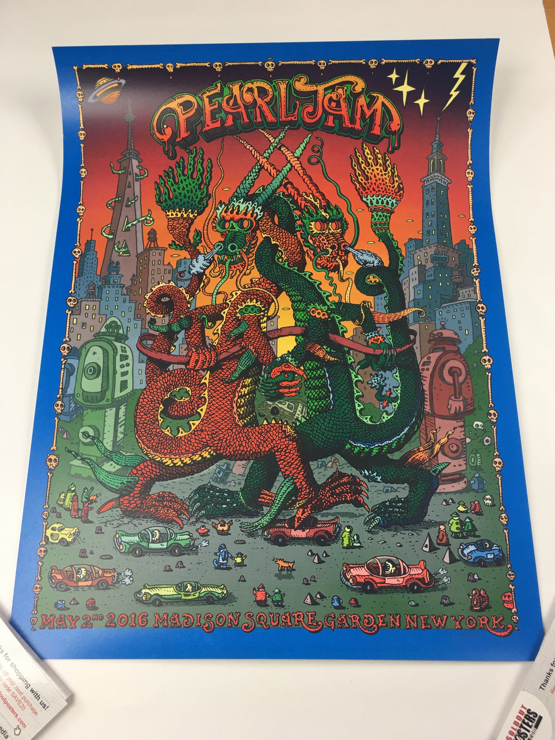 Pearl Jam 2016 David Welker Poster New York City Ny Madison Square