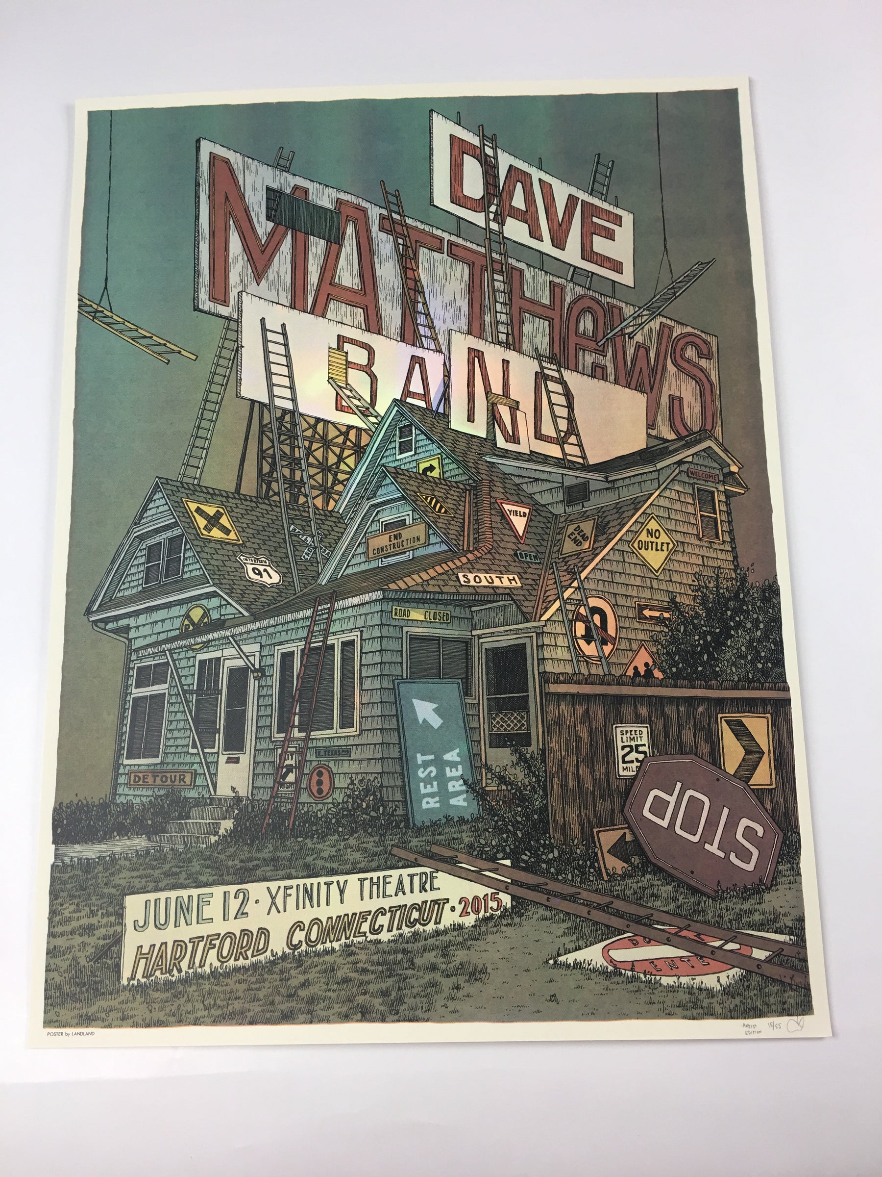 Dave Matthews Band 15 Landland Poster Hartford Ct Xfinity Theatre