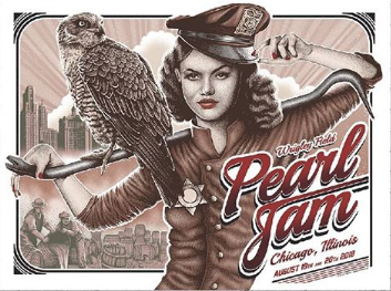 Pearl Jam - 2018 Paul Jackson Poster Chicago IL Wrigley Field
