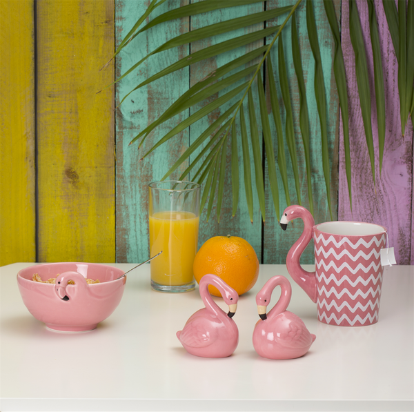 Bol, tasse, sel et poivre Flamingo