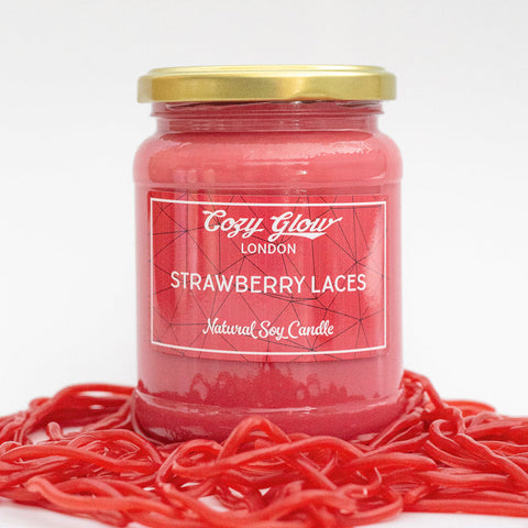 Cozy Glow Strawberry Laces Candle: Indulge in the sweet and tangy aroma of strawberry laces, adding a fun and fruity touch to your space.