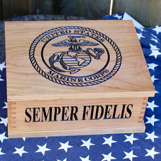 USMC Engraved Keepsake Box, Personalized Marine Corps Gifts