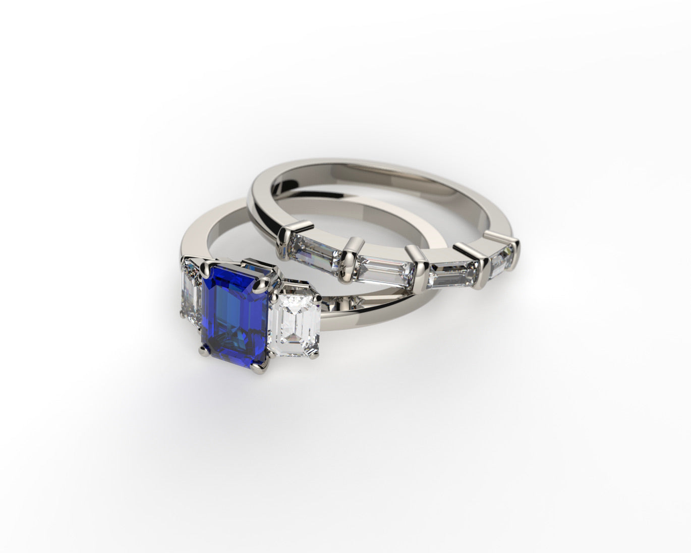 Sapphire Diamond Ring Set CadCamNYC