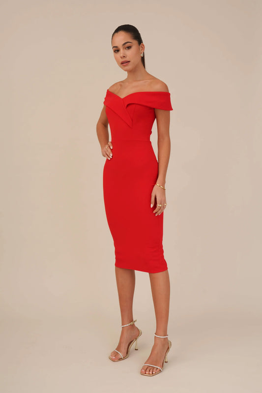 Sarah | Robe cocktail - rouge