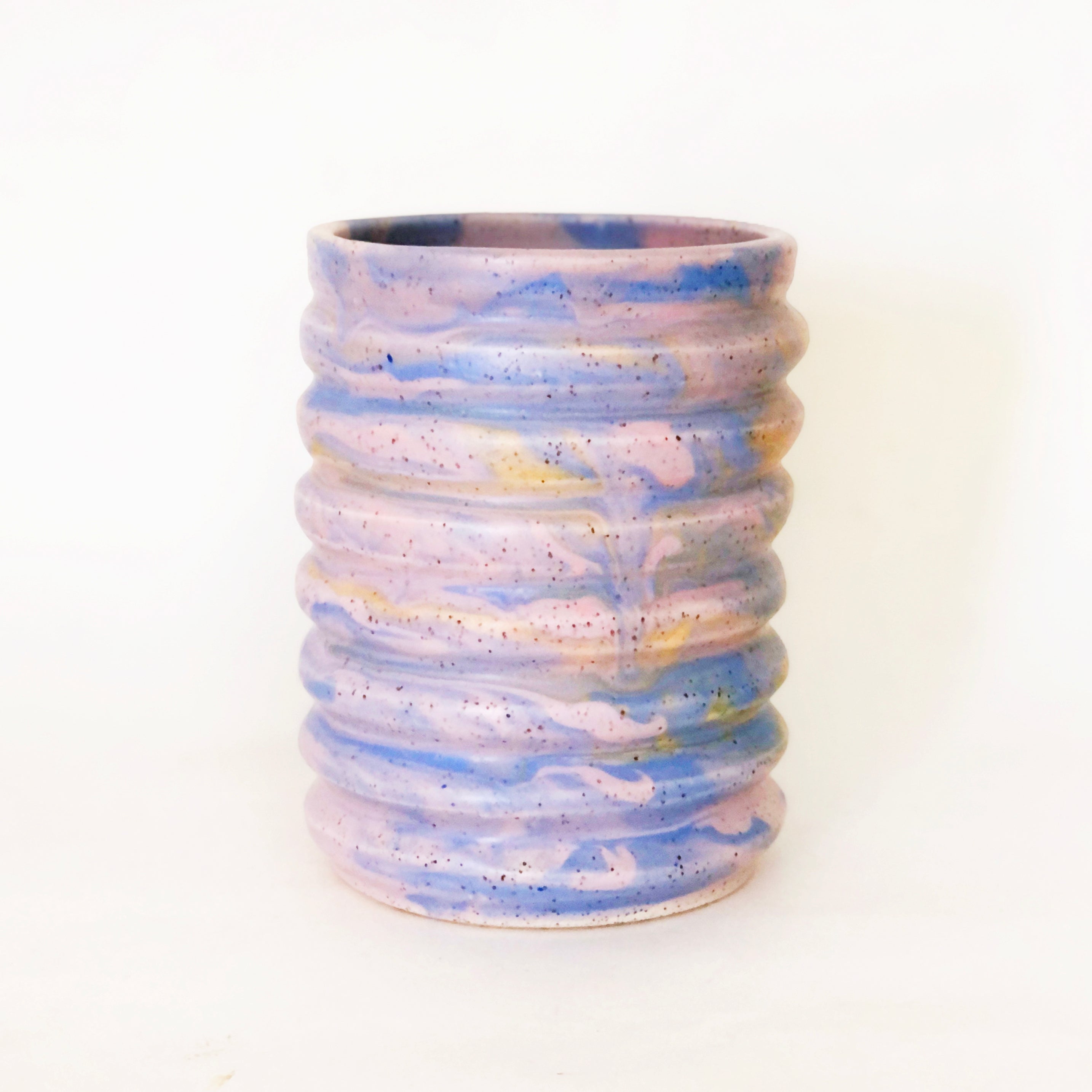 Ripple Rainbow on White Speckled Vase 02