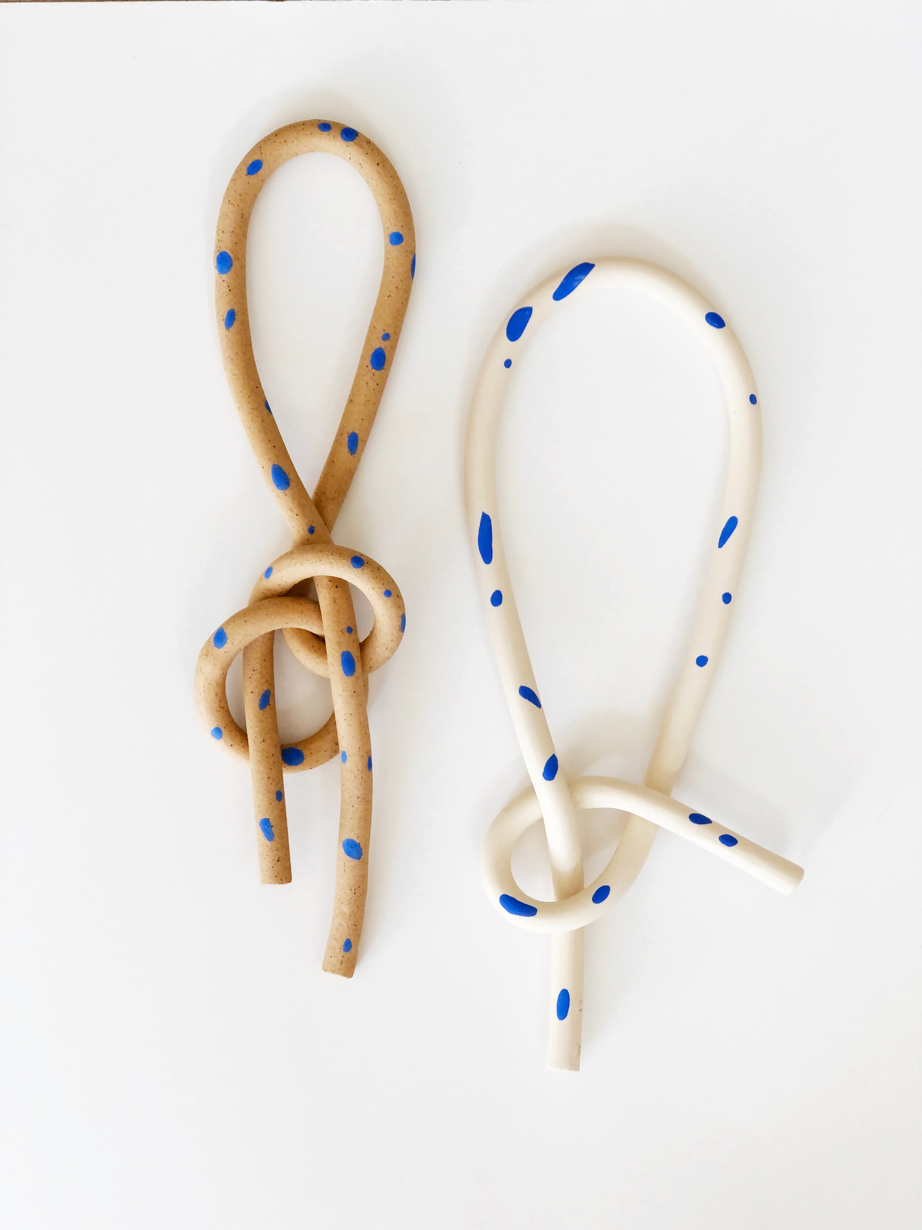 Clay Object 25 - Blue Dots Long Knot