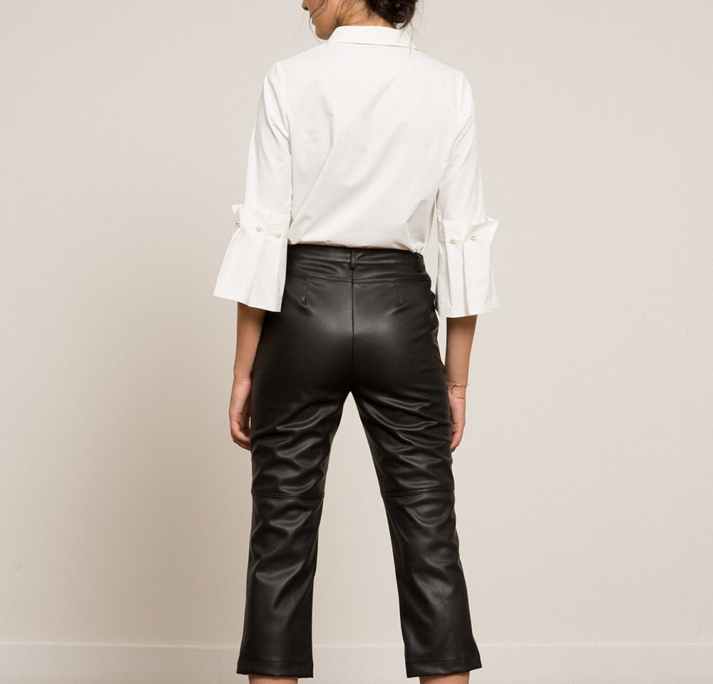 faux leather cropped pants