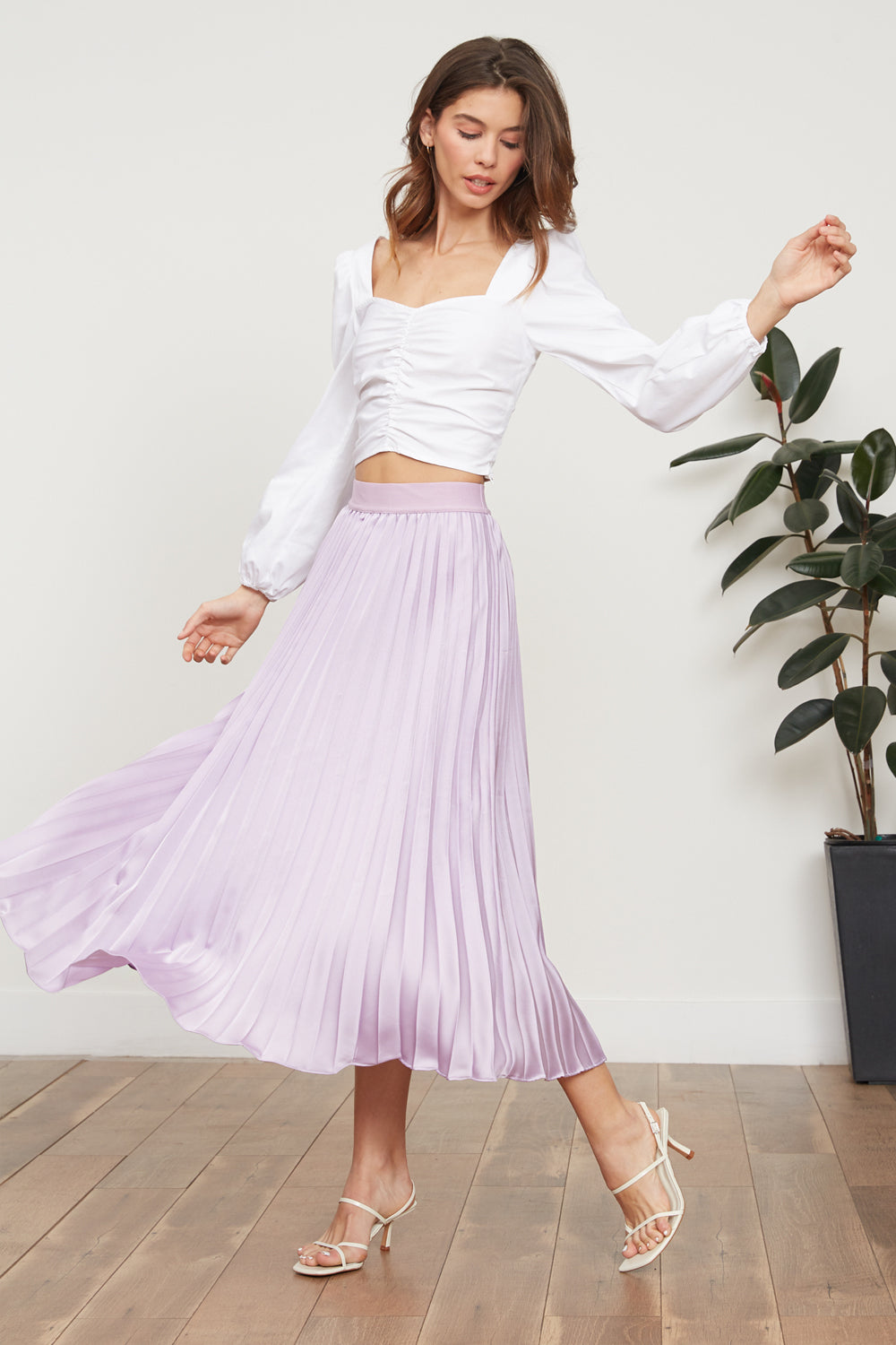 lucy paris rainbow pleated midi skirt