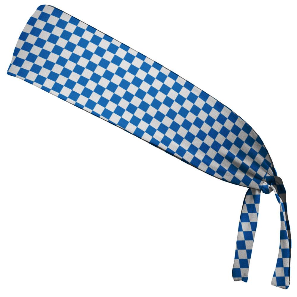 Download Checkerboard Royal Blue & White Elastic Tie Running Fitness Headbands Made In USA by Wicked ...