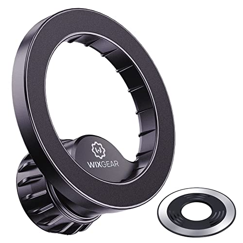 WixGear Mount Base Compatible with MagSafe iPhone 14 13 12, for Diameter 17mm/0.67 inch Universal Joint Ball of Phone Holder Car Mount, Vent, Dashboard, Windshield with One Metal Plate for MagSafe