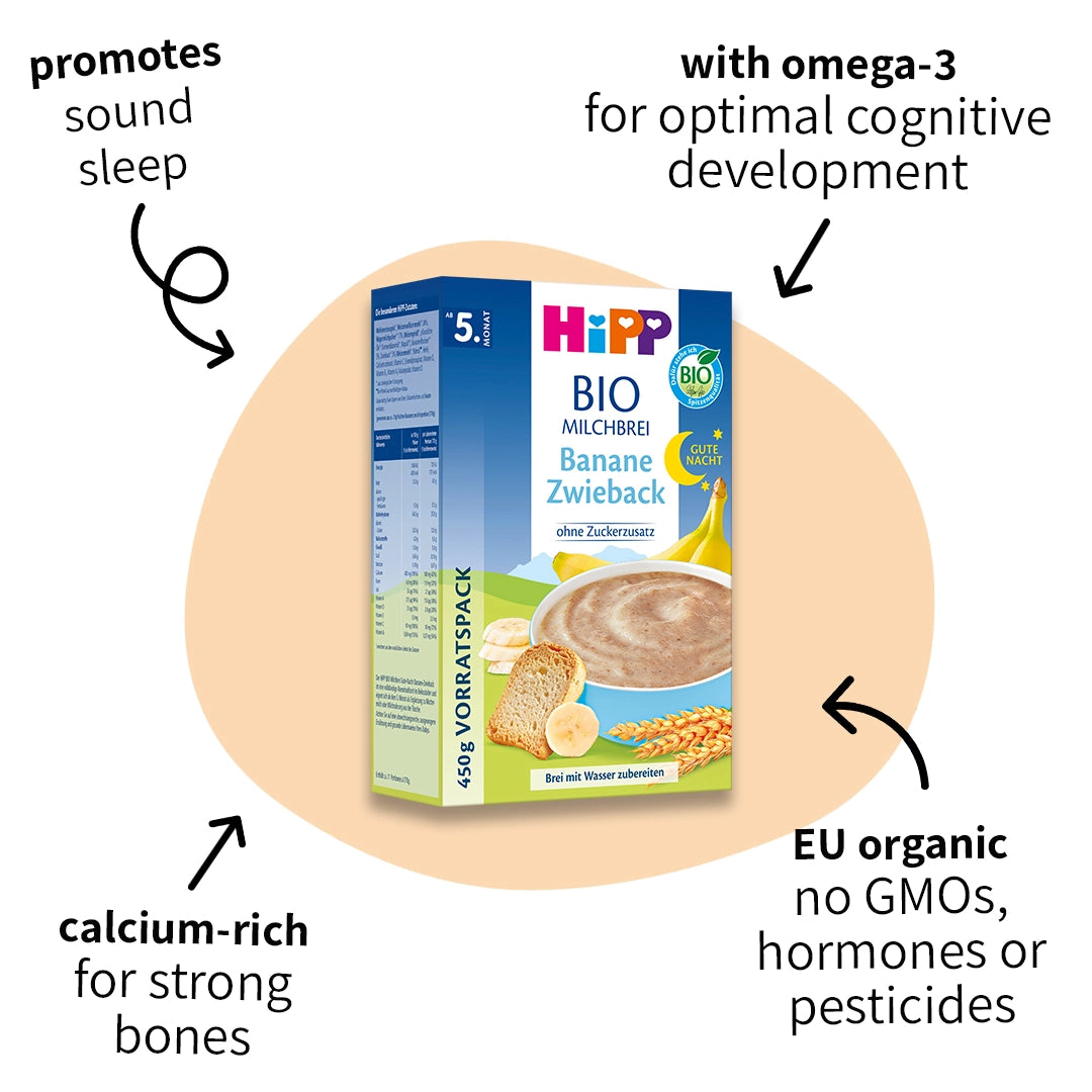 Benefits of HiPP Banana Rusk – Organic Good Night Milk Porridge