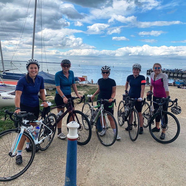 Group of female cyclists from London