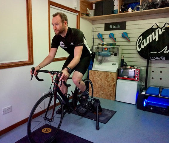 Cyclist having a bike fit in London