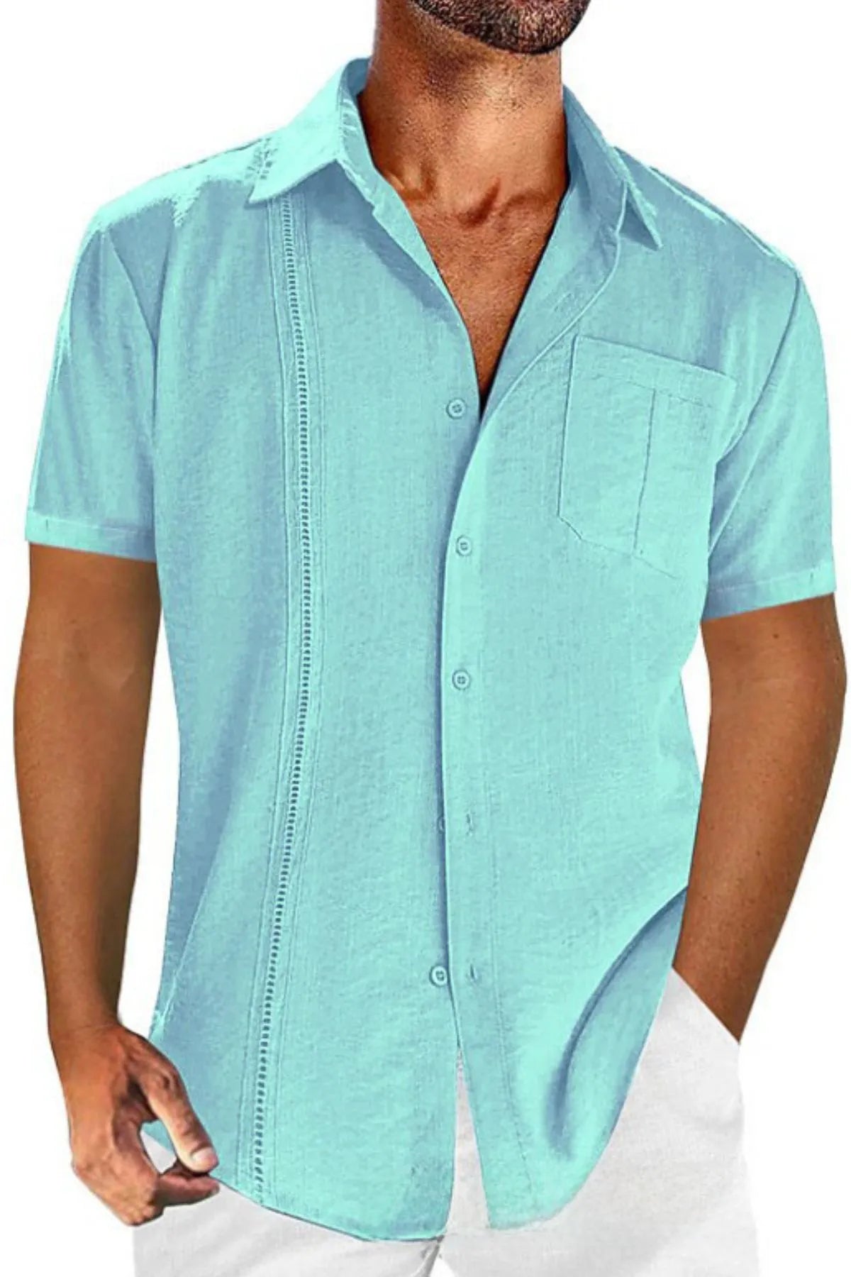 Men's Full Size Casual Short Sleeve Button Down Shirt Plus Size