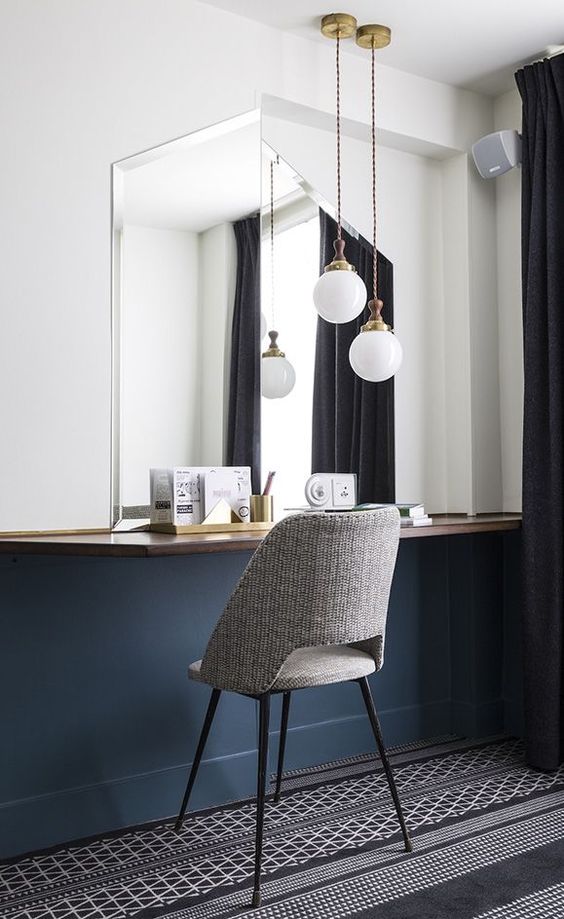 pendant lighting above dressing table