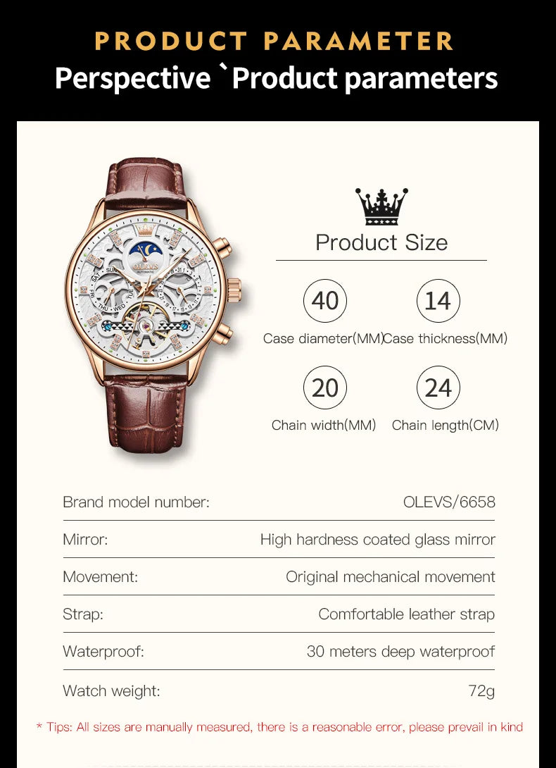 OLEVS Men's Automatic Skeleton Watch - Free Shipping + Gift - Sundian